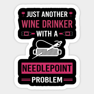Wine Drinker Needlepoint Canvas Work Sticker